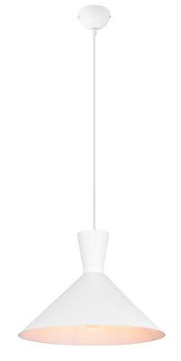Lampada a Sospensione da Interno Attacco E27 in Metallo Bianco Opaco
