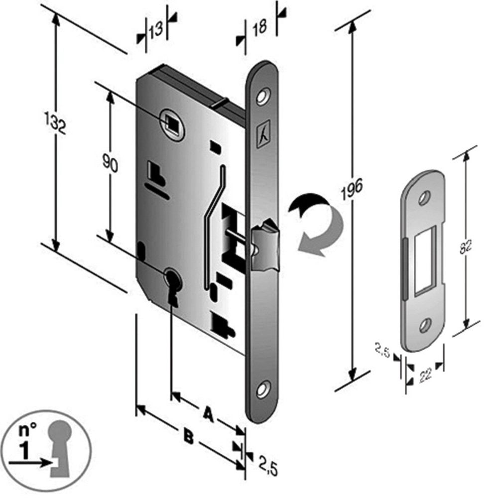 5pz patent b. soft 8/90 scrocco centrale bt entrata 50 mm finitura ottonato cod:ferx.12995