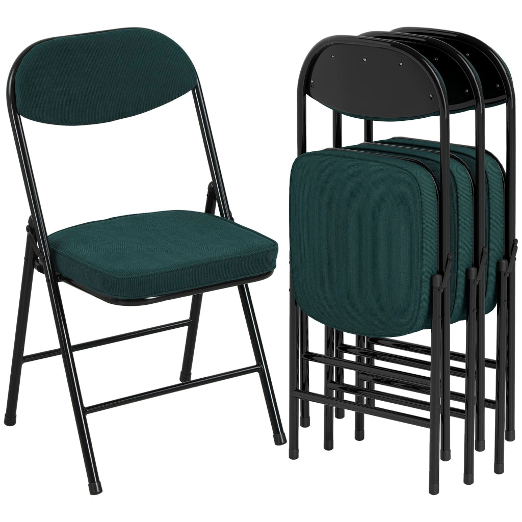 Set 4 Sedie Pieghevoli ¨C Xylo ¨C Velluto Blu Seduta Imbottita Schienale