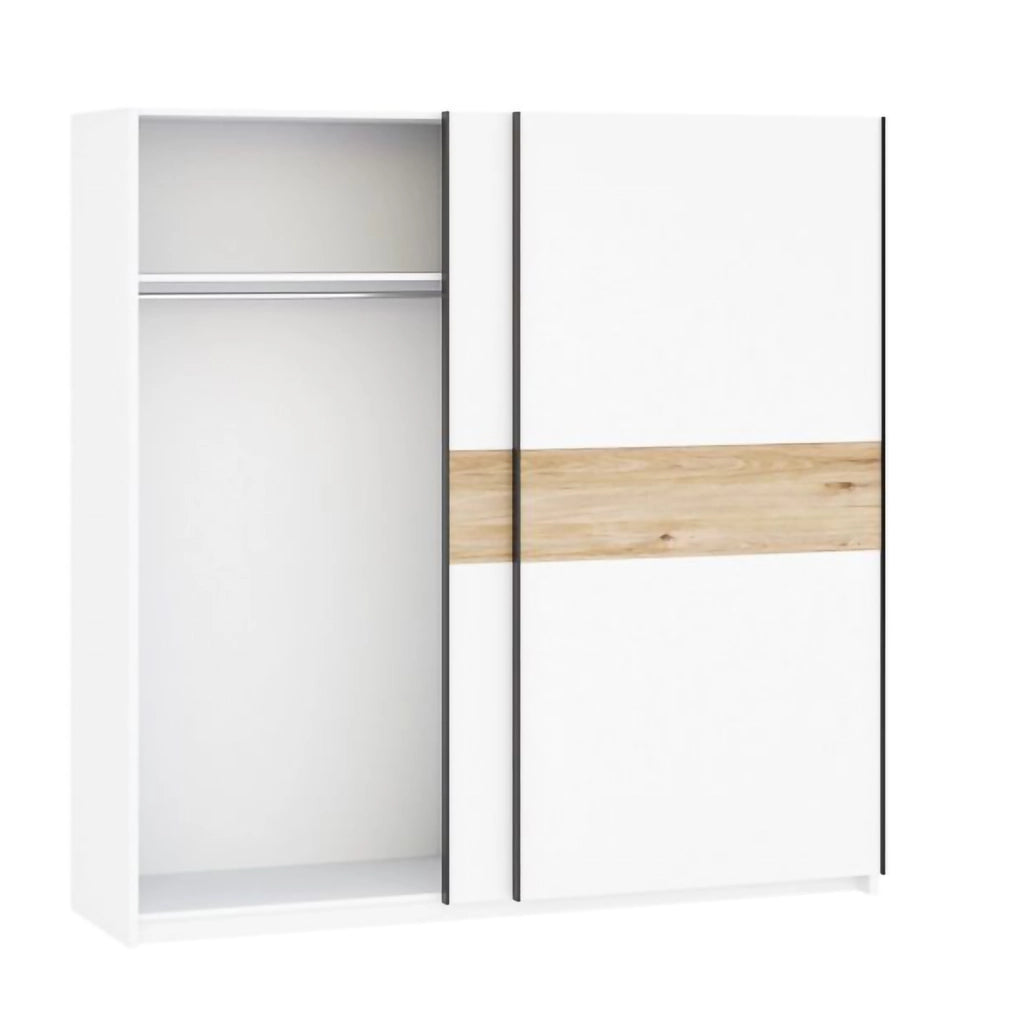 Armadio Camera da Letto Nalika, Guardaroba 2 Ante 2 Ripiani, 200x204h cm Bianco