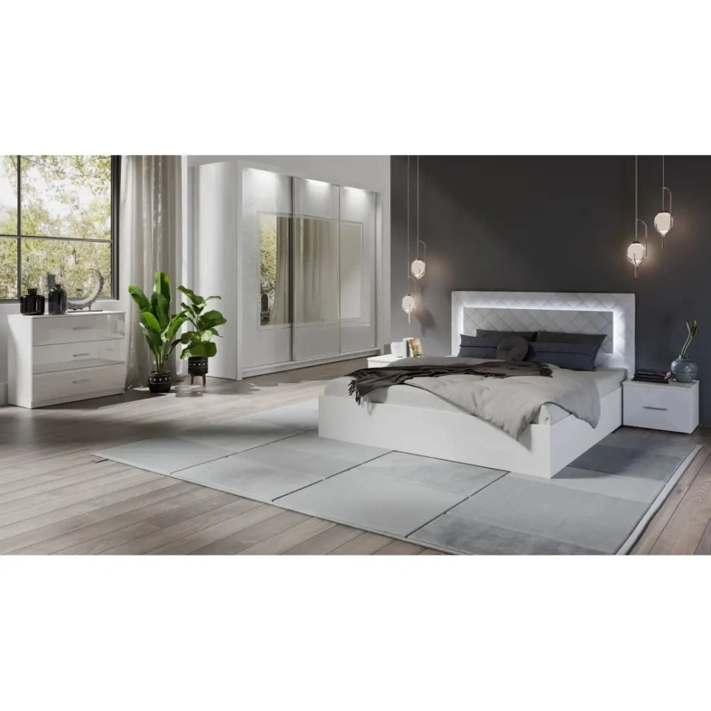 Letto PANAREA – 2 posti 180x200 cm con rete a doghe – Bianco alpino