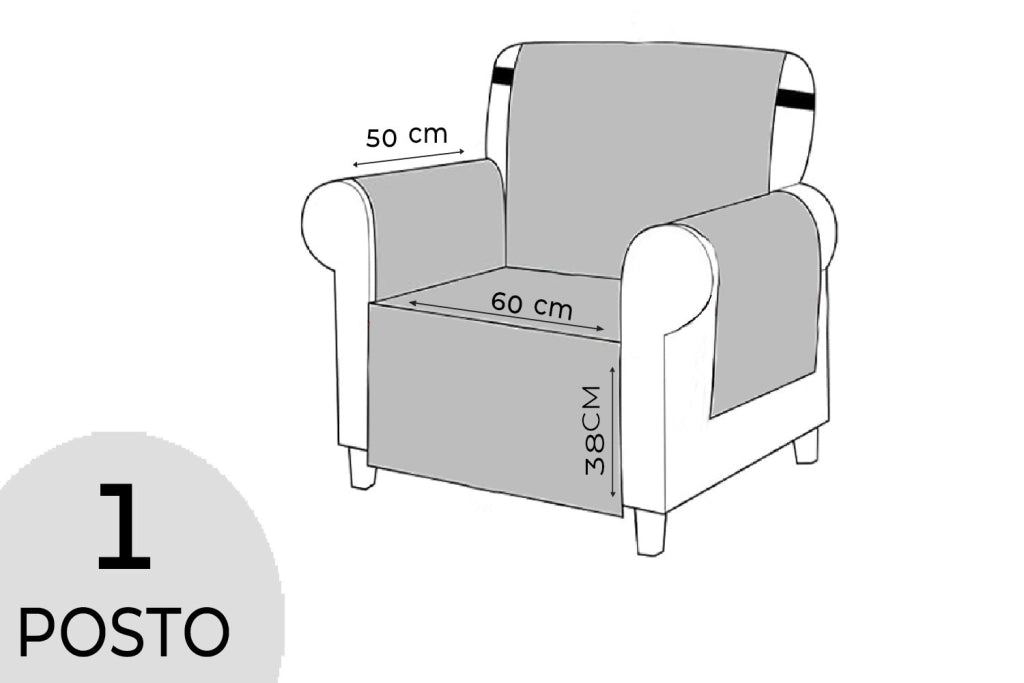 Copri Poltrona Impermeabile Tasche Laterali Proteggi Poltrona Antimacchia Antiscivolo 1 Posto Blu
