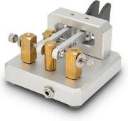Chiave portatile mini CW - Codice Morse automatico a corto onda doppia paddle - Chiave per camping e indoor CW Morse telegrafo - Argento.