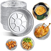 Folie ronde per airfryer, contenitori da 15 cm in alluminio monouso, forme da bakeware in alluminio rotonde per airfryer, cottura, stoviglie, conservazione, confezione da 50 pezzi