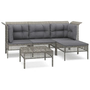 Set Divani da Giardino 5 pz | Set Salotto da Giardino con Cuscini in Polyrattan Grigio