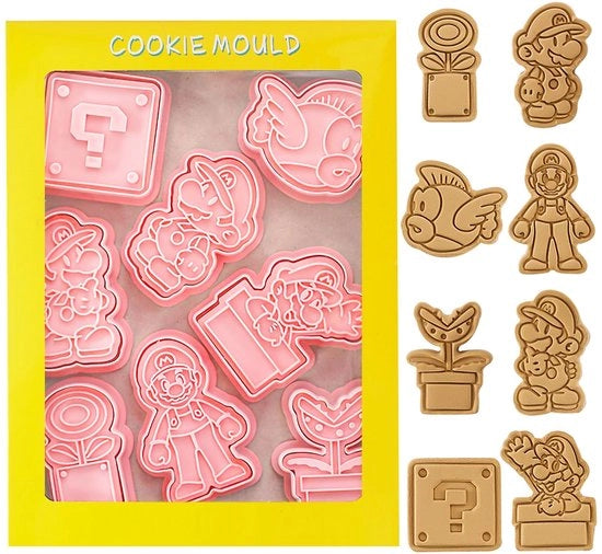 8 forme per biscotti per bambini, forme per biscotti animali, forme per biscotti 3D cartoon, forme per biscotti per bros, panini, verdure per la frittura, fondant, decorazioni per torte di cioccolato