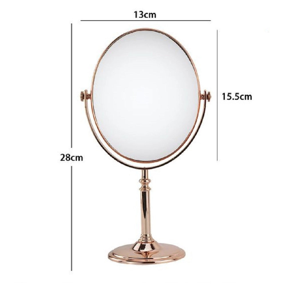 Trade Shop - Specchio Tavolo Make Up Trucco Accessorio Bagno Oro Rosa Donna 28 Cm Ovale 69416 -
