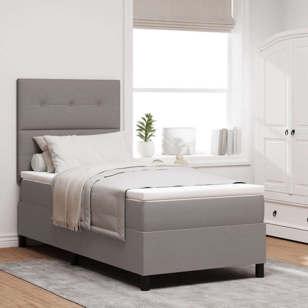 Letto a Molle con Materasso e LED Taupe 80x200 cm Tessuto