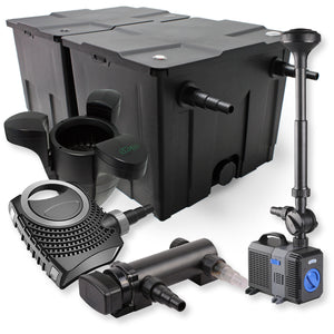 Set Filtro a 2 camere laghetto 60000l con Chiarificatore UVC 18W Pompa NEO7000 50W Fontana