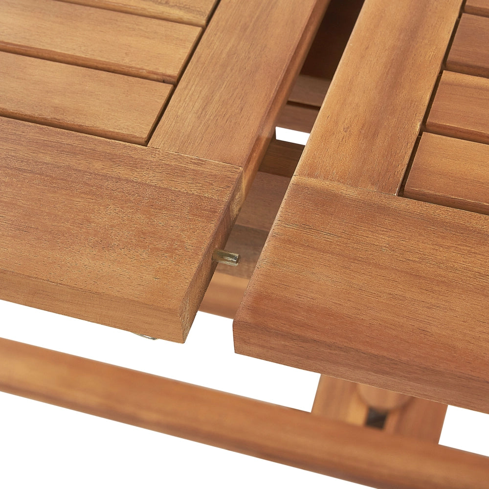 Set da pranzo da giardino in legno di acacia con cuscini blu, 6 posti, sedie pieghevoli e regolabili, stile country per esterni