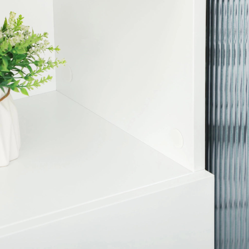 Mobile Bagno 4 ante 2 Ripiani 80x33,5x190 cm in Truciolato Bianco