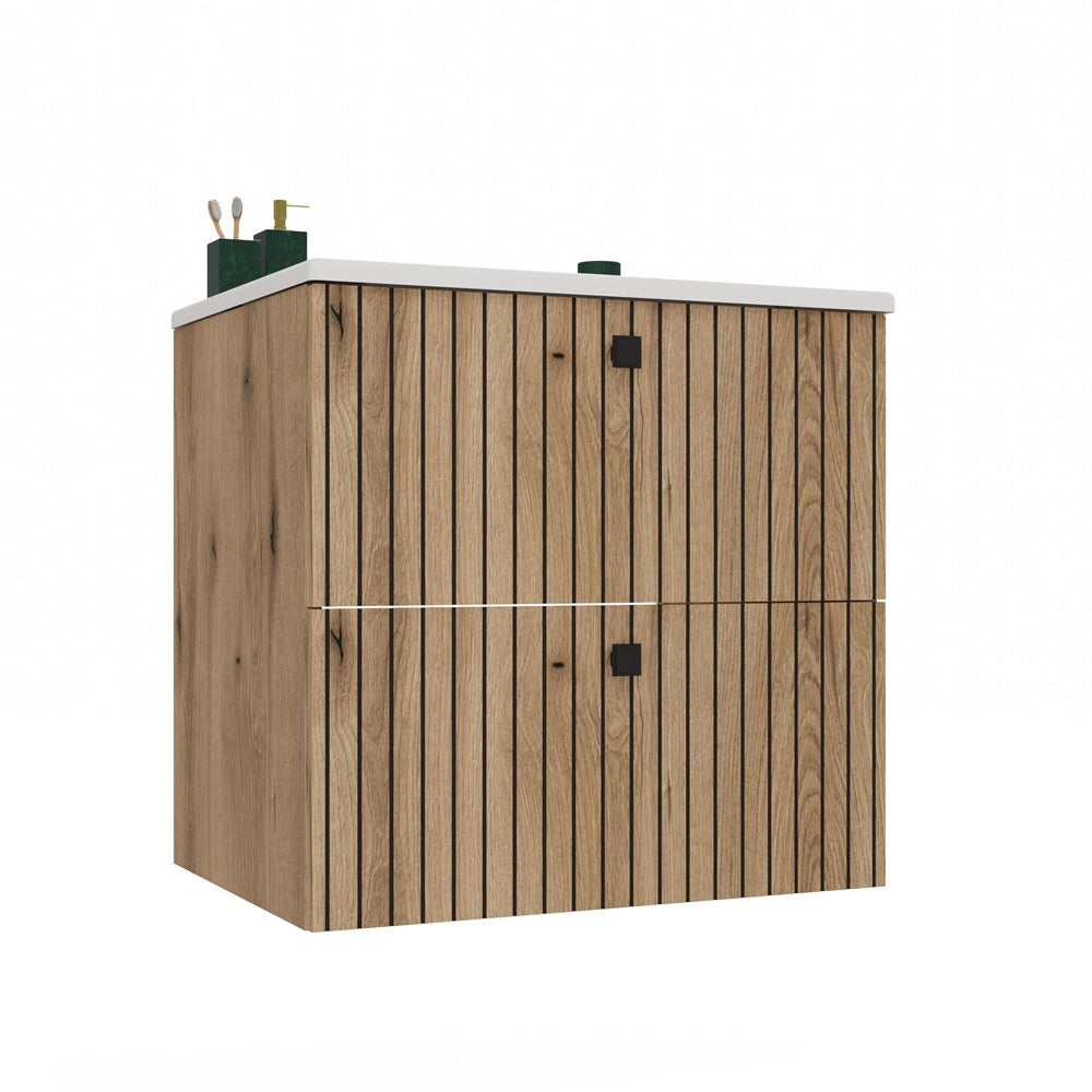 Mobile sottolavabo TIGO 60 2s rovere EVOKE scanalato frontale + umywalka