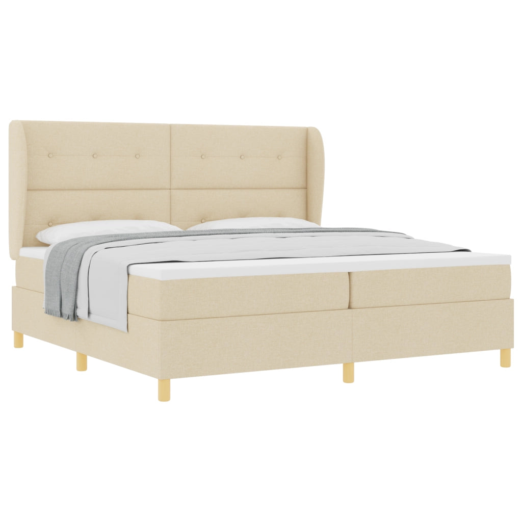 Letto a Box con Materasso, Panna, 200x200 cm, Tessuto
