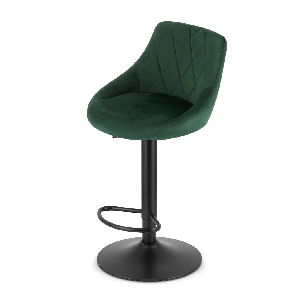 Sgabello girevole VALORA DAKA - Velluto verde con base nera x 2