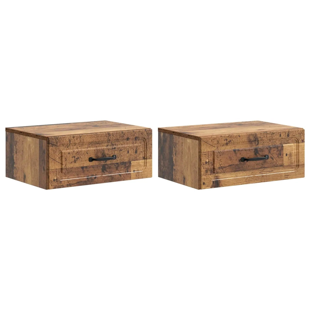 Mobiletto da notte a muro 2 pcs Legno antico 49 x 34,5 x 20 cm 899312