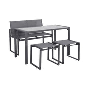 Set tavolo da giardino incastrabile in acciaio e textilene con 4