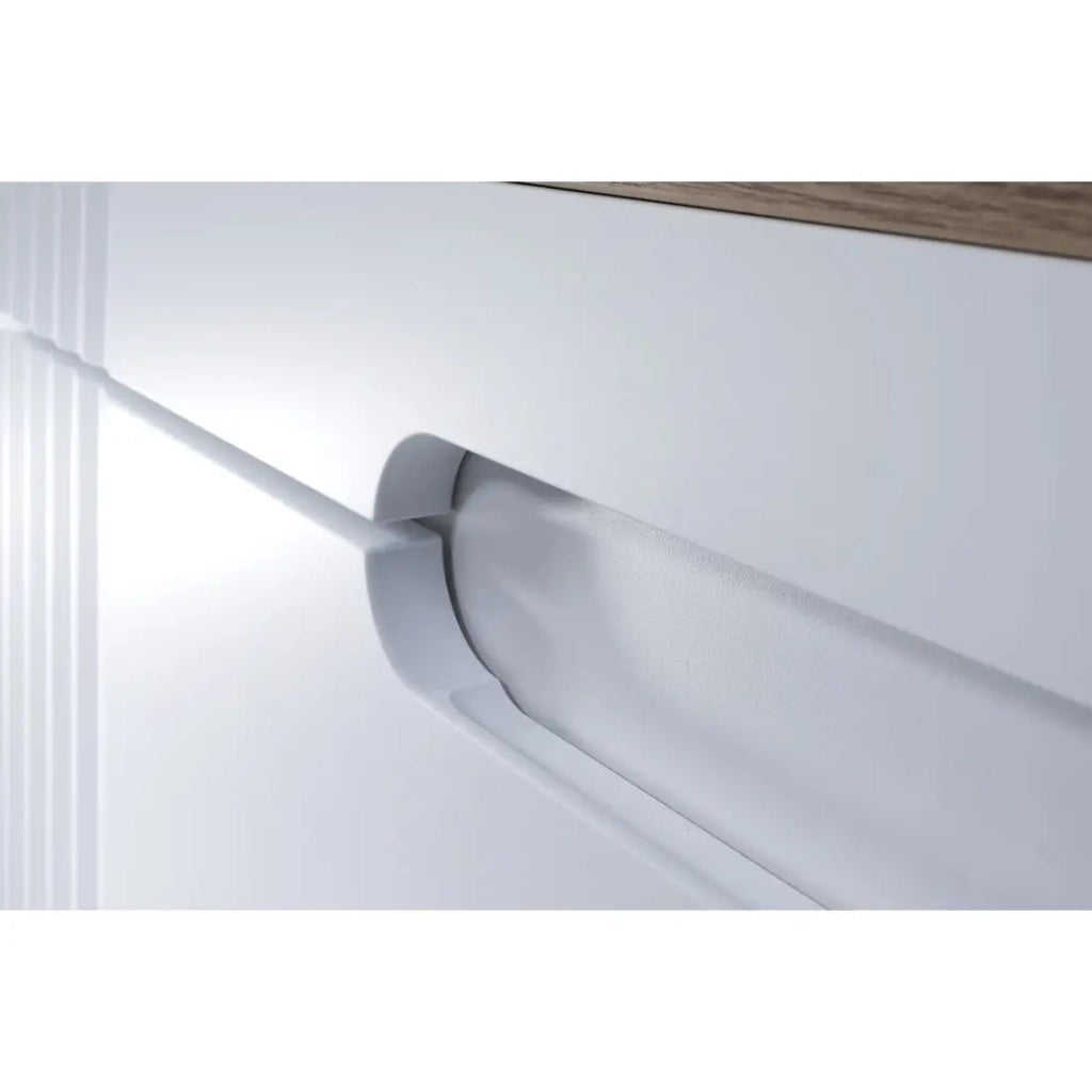 Mobile sottolavabo FIDJI 80 cm – Bianco alpino brillante – 2 cassetti – Fissaggio a muro o a pavimento