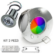 Faretto RGB KIT SMART cromoterapia box doccia luce incasso IP65 24V LED 12W WiFi Alexa Google RGBW 4000K CROMATO KIT 2pz