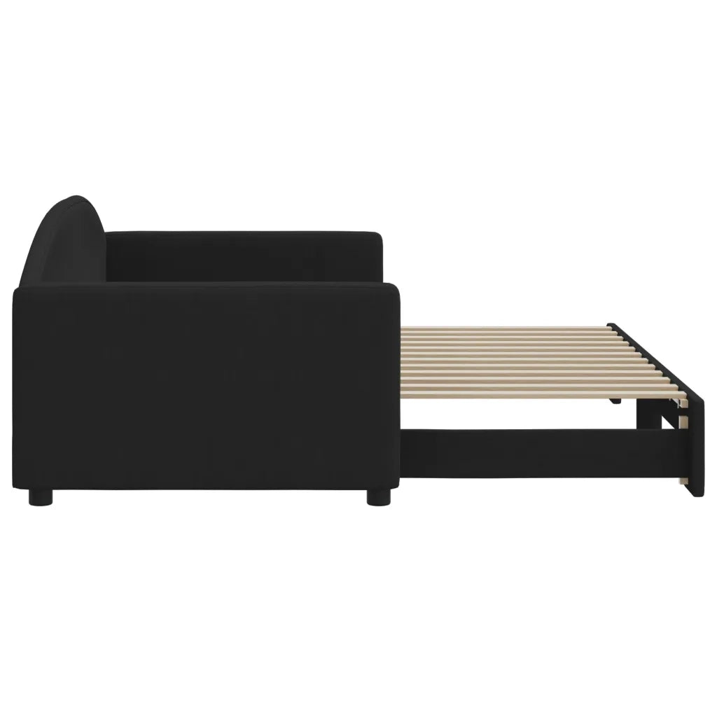 Divano Letto con Letto Estraibile Nero 90x200 cm in Tessuto 3197190