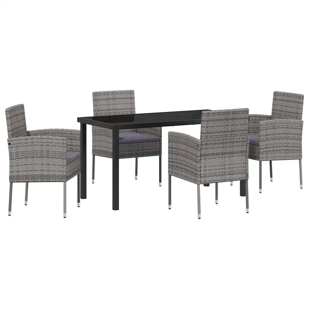 Set da Pranzo per Giardino con cuscino 5 pcs Grigio polyrattan 3380059