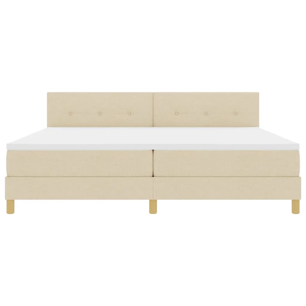 Letto a Sorgente LED con cuscino Crema 200 x 200 cm Tessuto 3342469