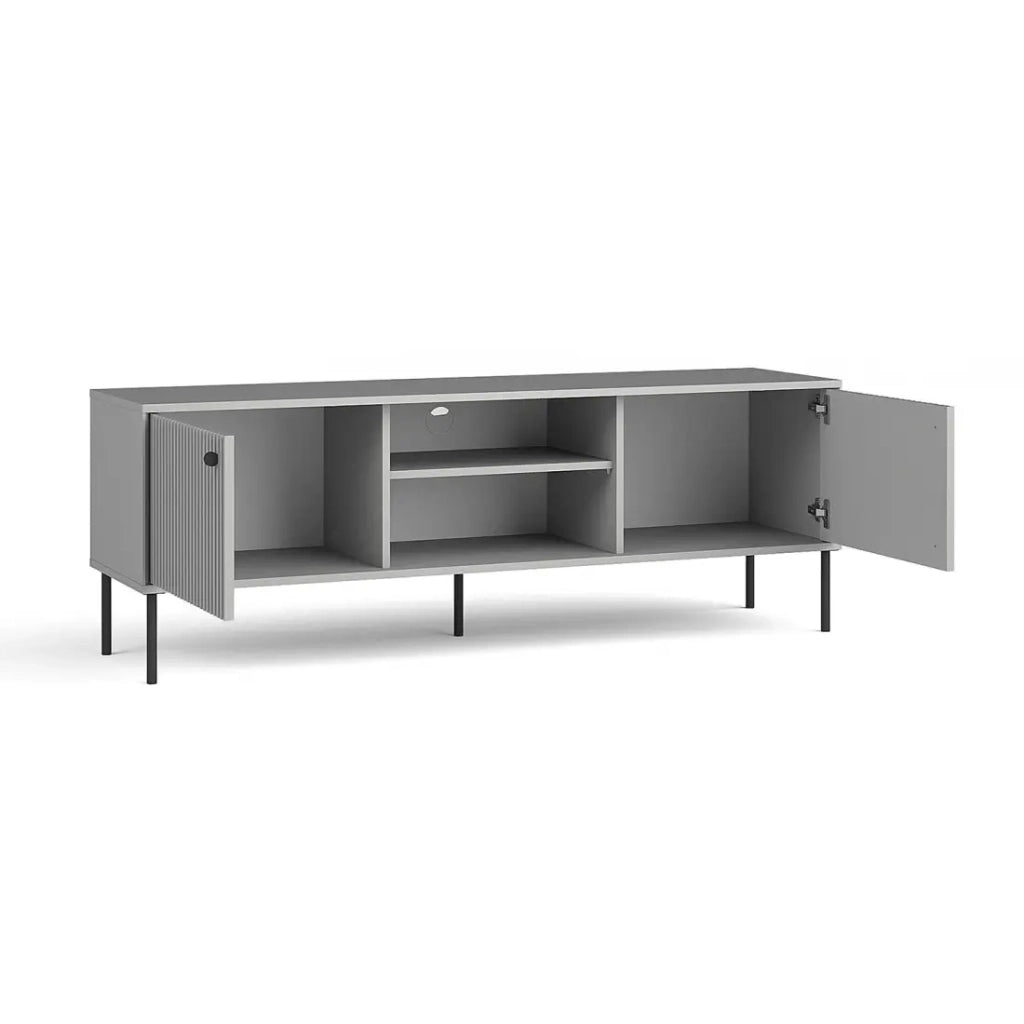 Mobile TV ISIS – 2 porte & 2 nicchie – Grigio – 157x55x41 cm