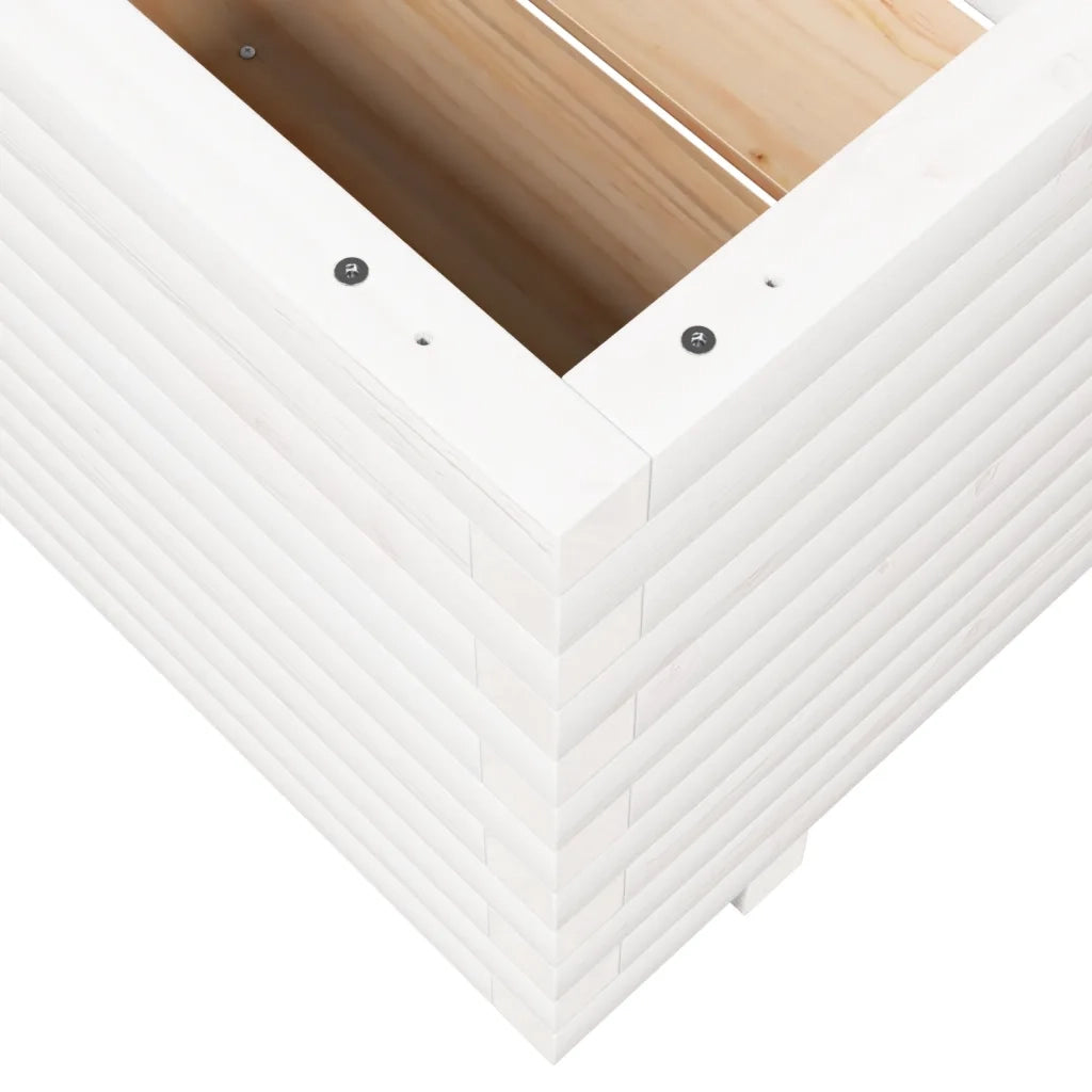 Fioriera da Giardino-Vaso da Esterno Bianca 110x110x49,5 cm Legno Massello Pino