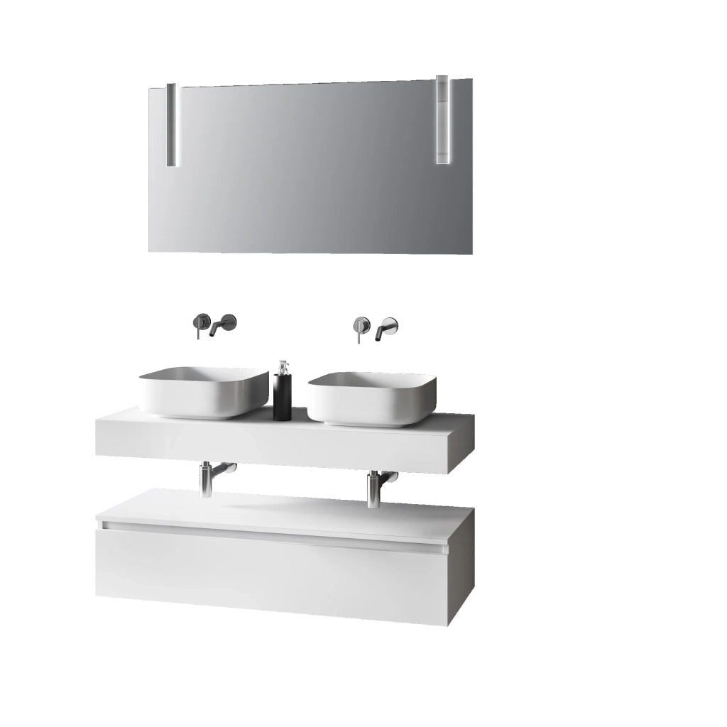 Composizione doppio lavabo 7 pezzi ASTRA  bianco