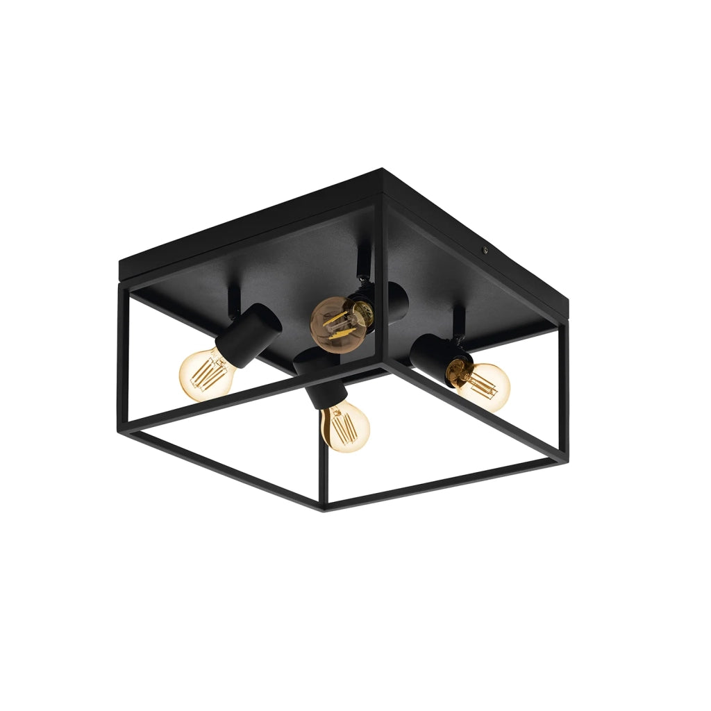 Plafoniera Moderna Silentina Acciaio Nero 4 Luci E27