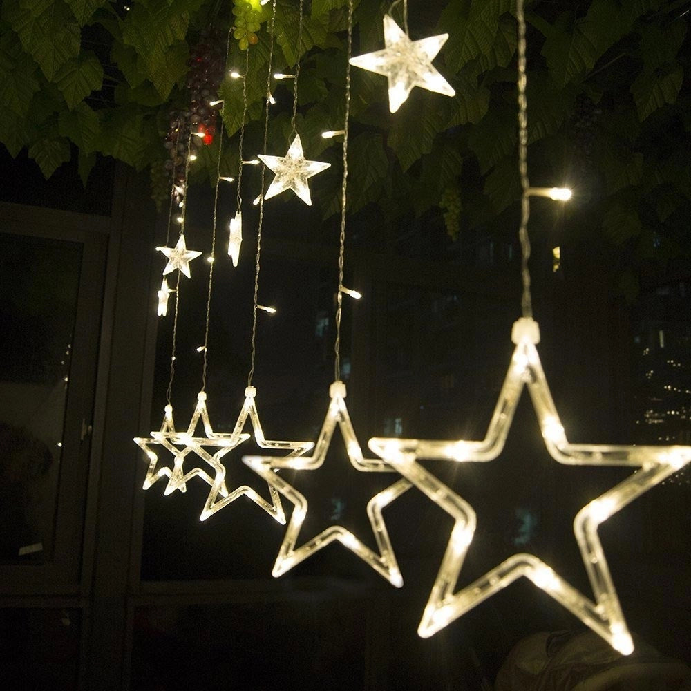 Trade Shop - Tenda Luminosa Natalizia 140led Con Stelle Bianco Caldo 2mt Esterno Prolungabile -