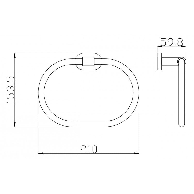Anello porta asciugamani ovale YUKON in ottone nero opaco