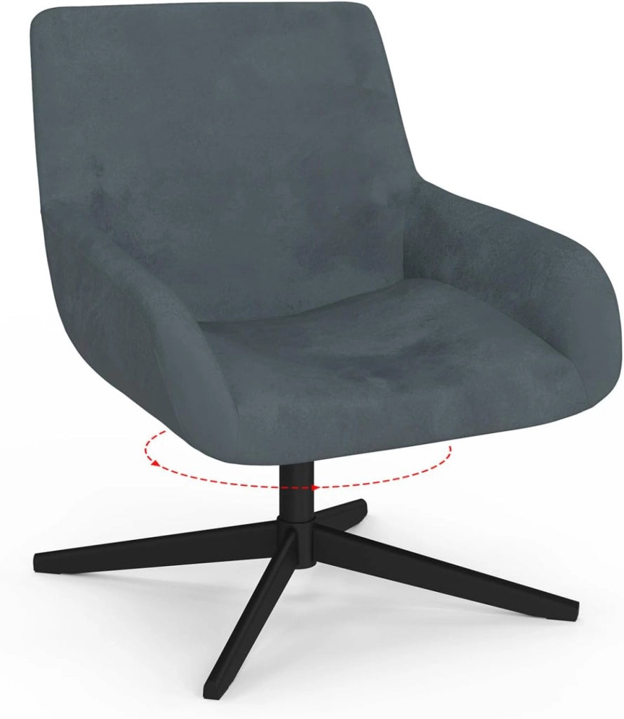 Poltrona girevole ALBUS in velluto grigio con gambe nere