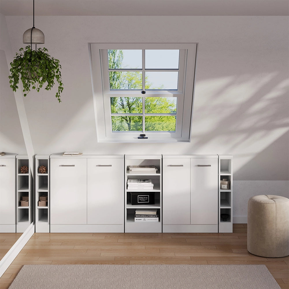 Set di mobili sottotetto Rion Bianco lucido/Bianco Set di 5 Vicco