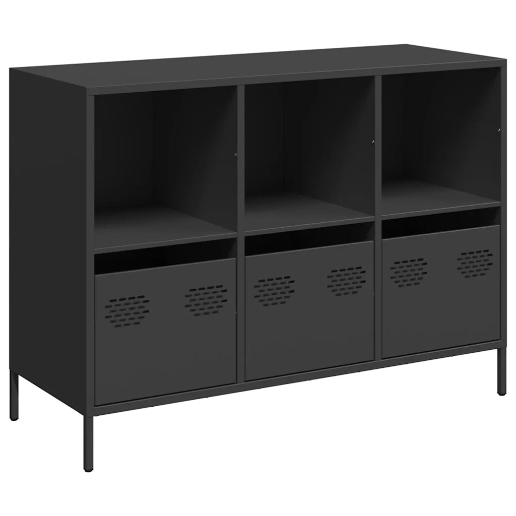 Credenza Nera 101,5x39x73,5 cm in Acciaio Laminato a Freddo