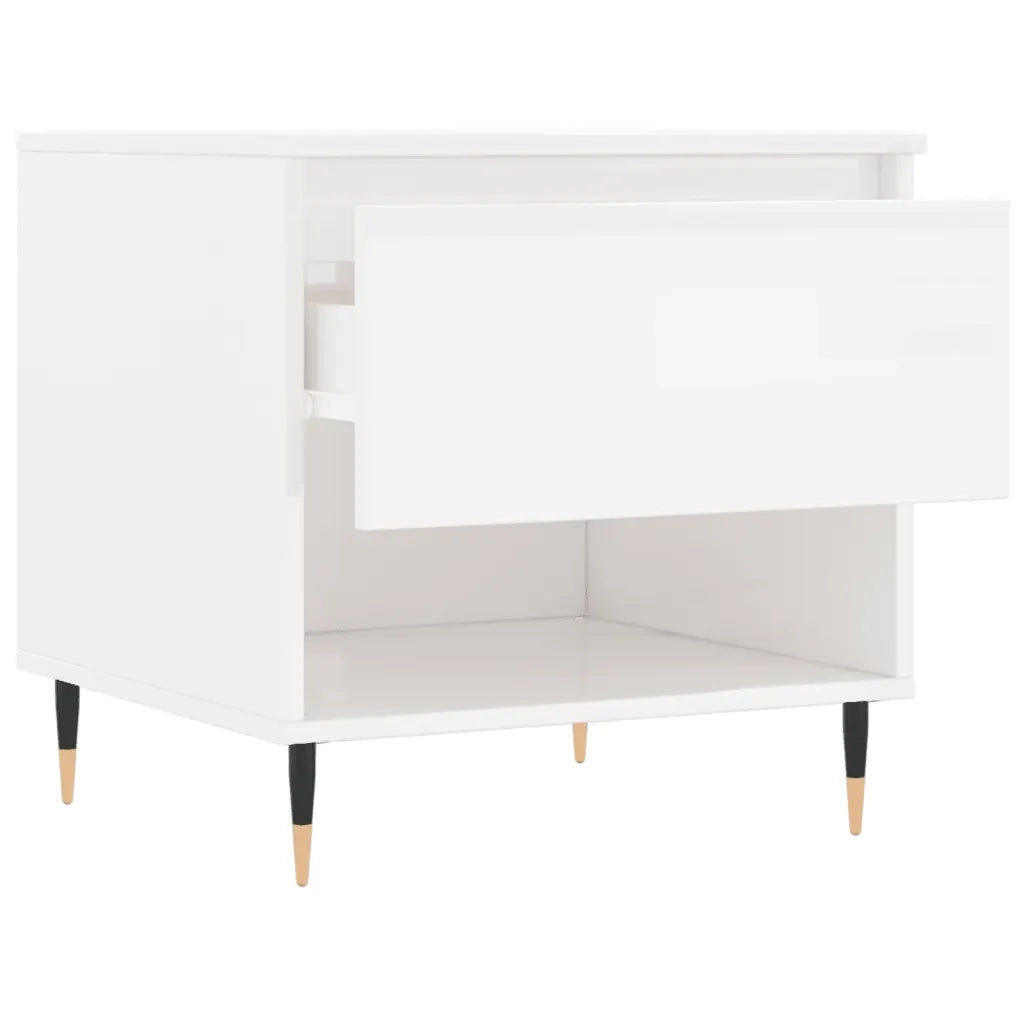 Tavolini Salotto 2pz Bianco Lucido 50x46x50cm Legno Multistrato 830897