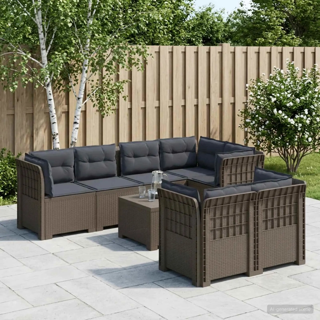 Divano 7 Posti da Giardino con Cuscini Aspetto Rattan PP 3444173
