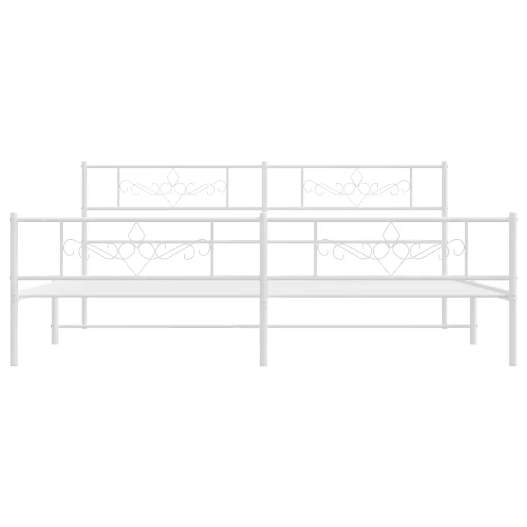 Giroletto con Testiera e Pediera Metallo Bianco 193x203 cm 355340