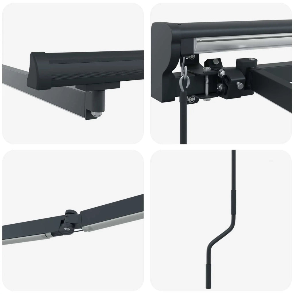 Cornice per Tenda Manuale con LED Antracite 5 x 3 m Alluminio