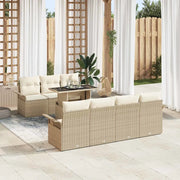 Set Divano da Giardino 8 pcs Beige Rattan in Polipropilene