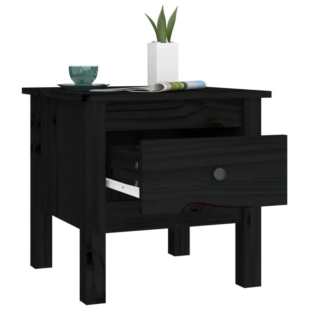 Tavolini 2 pz Neri 40x40x39 cm in Legno Massello di Pino 813793