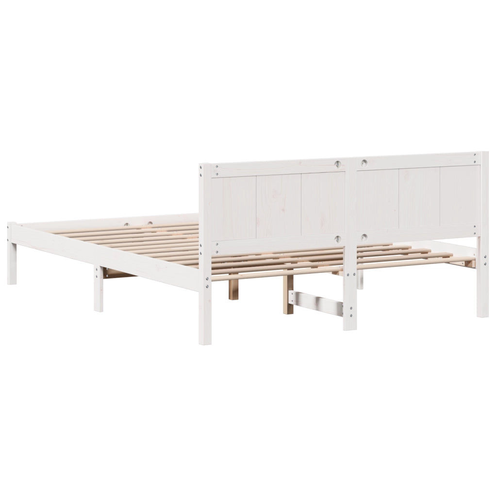 Struttura Letto Bianca Legno Massello di Pino 140 x 200 cm