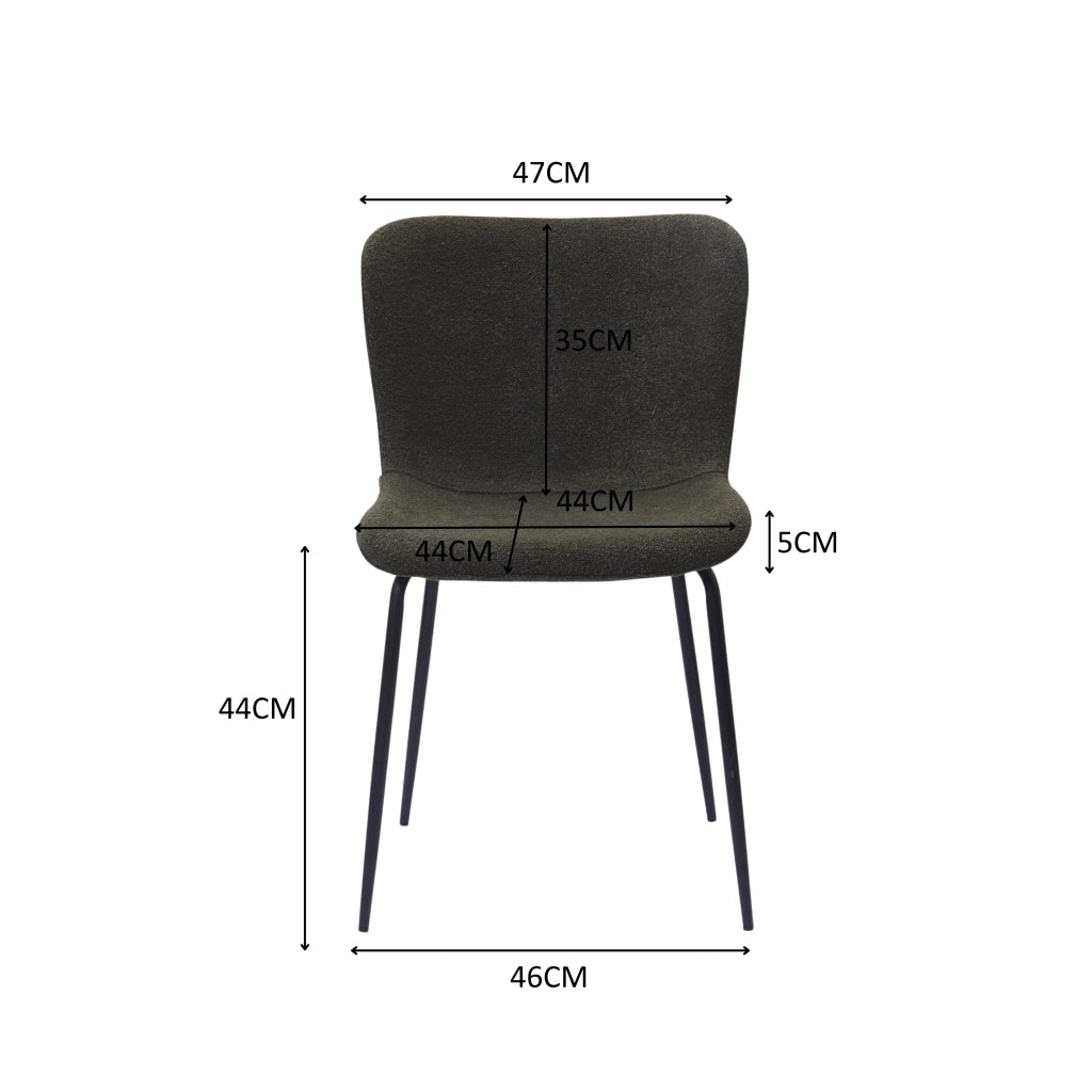Sedia da pranzo Set da 2 con Schienale Alto Arrotondato e Design Ergonomico in Tessuto Verde 68 × 51 × 50 cm