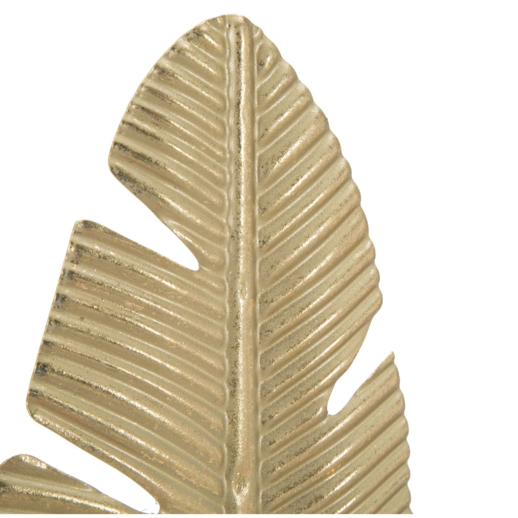 Scultura decorativa Glam a forma di foglia in ferro oro con portacandela