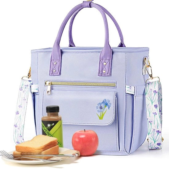 Borsa Insolata Deluxe per Donne con Disegno di Fiori Rari - Grande Borsa con Tappo Ermetico, Isolata, con Molti Compartimenti e Cinturino Rimovibile per Ufficio/Picnic Regali di Natale per Donne