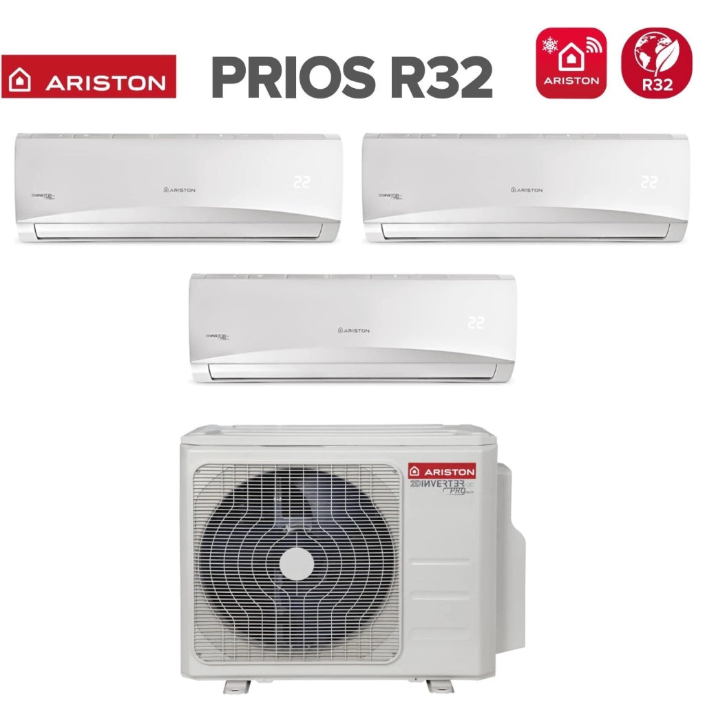 Climatizzatore Condizionatore Ariston Trial Split Inverter serie PRIOS 12+12+12 con TRIAL 80 XD0C-O R-32 Wi-Fi Optional 12000+12000+12000