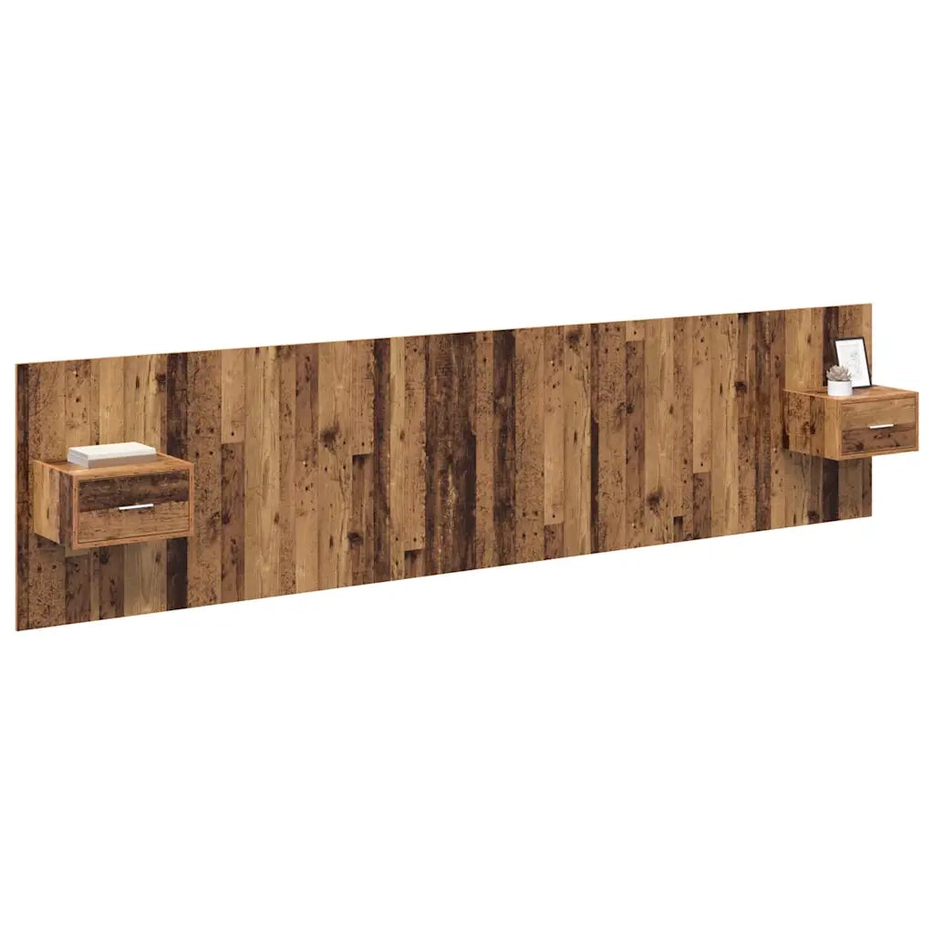 Testiera | Testata con Comodino 3 pcs Legno vecchio Legno multistrato