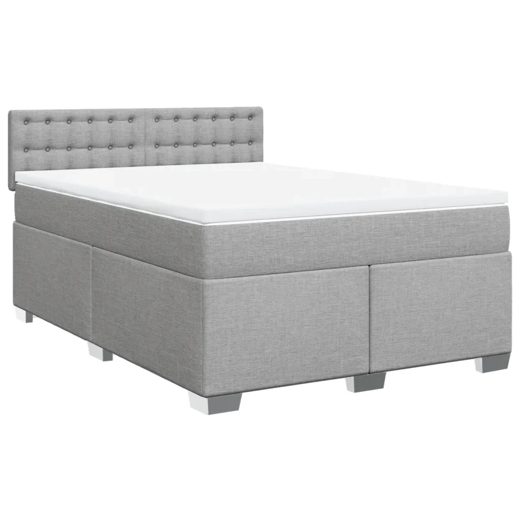 Giroletto a Molle con Materasso Grigio Chiaro 140x200cm Tessuto