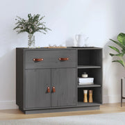 Credenza-Buffet-Armadio da cucina Grigia 98,5x40x75 cm in Legno Massello di Pino