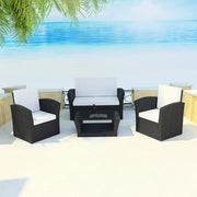 Set Divani da Giardino 4 pz con Cuscini in Polyrattan Nero cod mxl 32811