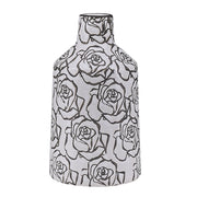 Vaso per fiori decorativo in gres porcellanato con motivo a rosa effetto craquelé bianco e Nero